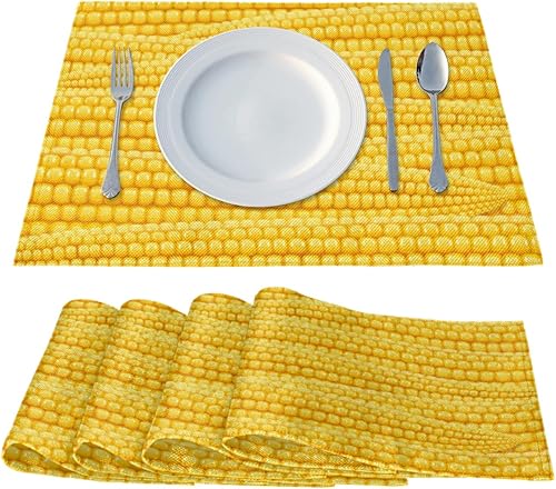 Miniatura 2 de Food Interesting Style Placemats Set of 4 Table Mats Washable Placemat Waterproof Place Mats for Party Home Dining Table Decor 18x12 in