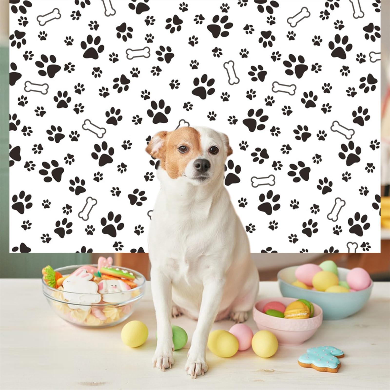 Renaiss 10x7ft Dog Footprints Backdrops for Photography Dog Paw Print Bone Pattern Background Puppy Footprints Pet Themed Party Banner Pet Dog Paw Table Cloth Pets Photo Booth Props Wallpaper: 6x4ft Paw773