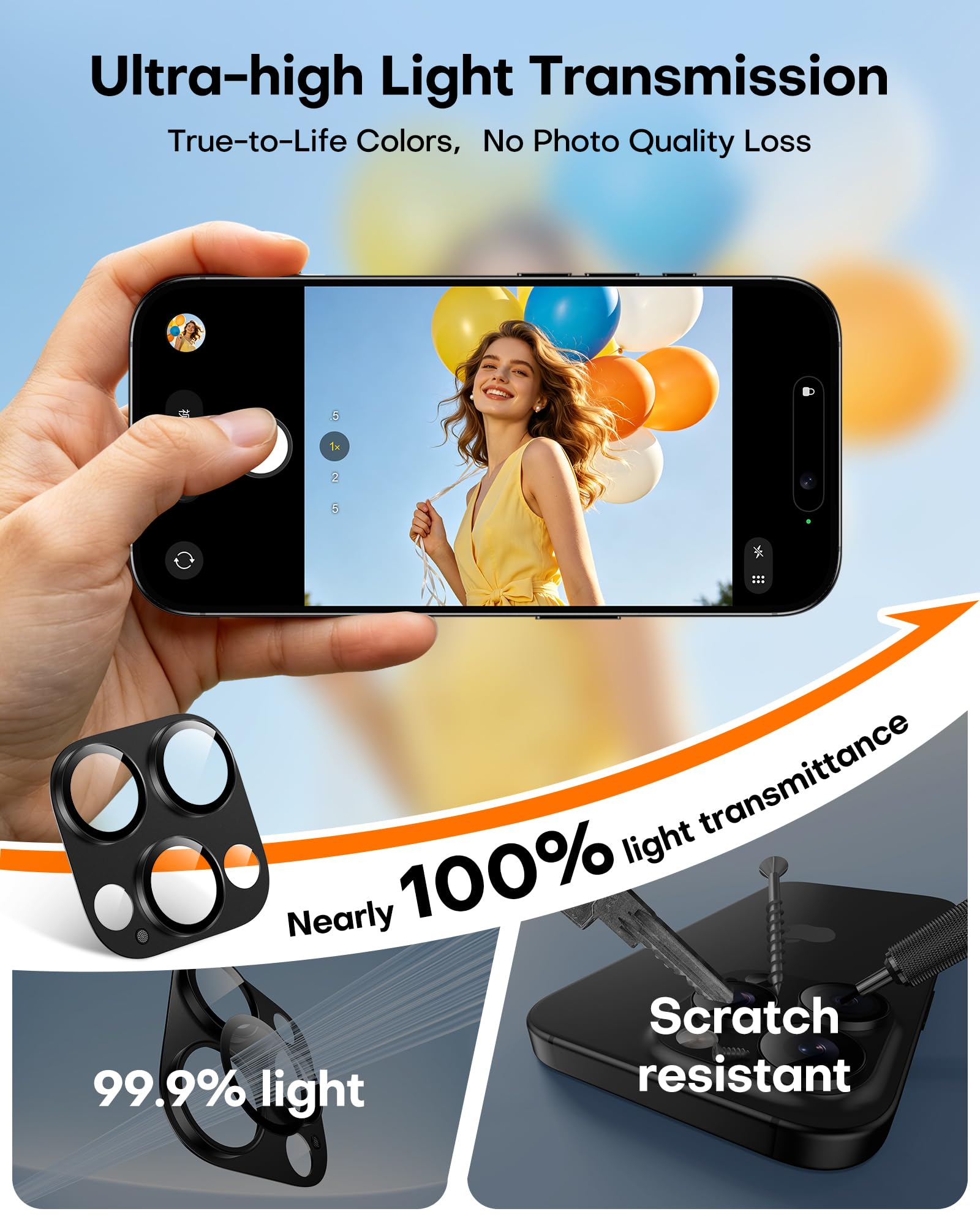 TAURI 2 sztuki osłona obiektywu do iPhone 16 Pro 6,3"/iPhone 16 Pro Max 6,9", pełna osłona z hartowanego szkła 9H z uchwytem, metalowa płyta matowa, odporna na zarysowania - czarny