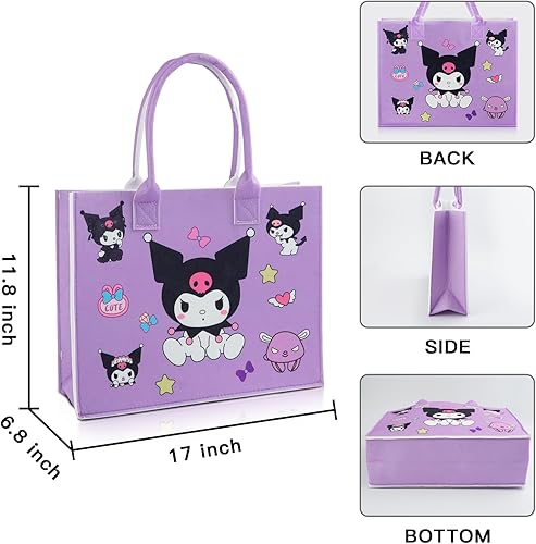 Miniatura 2 de Bolso de mano Kawaii blanco para perro, diseño de gatitos de dibujos animados, bolsa de fieltro reciclado, bolsa de hombro, regalos para mujeres y