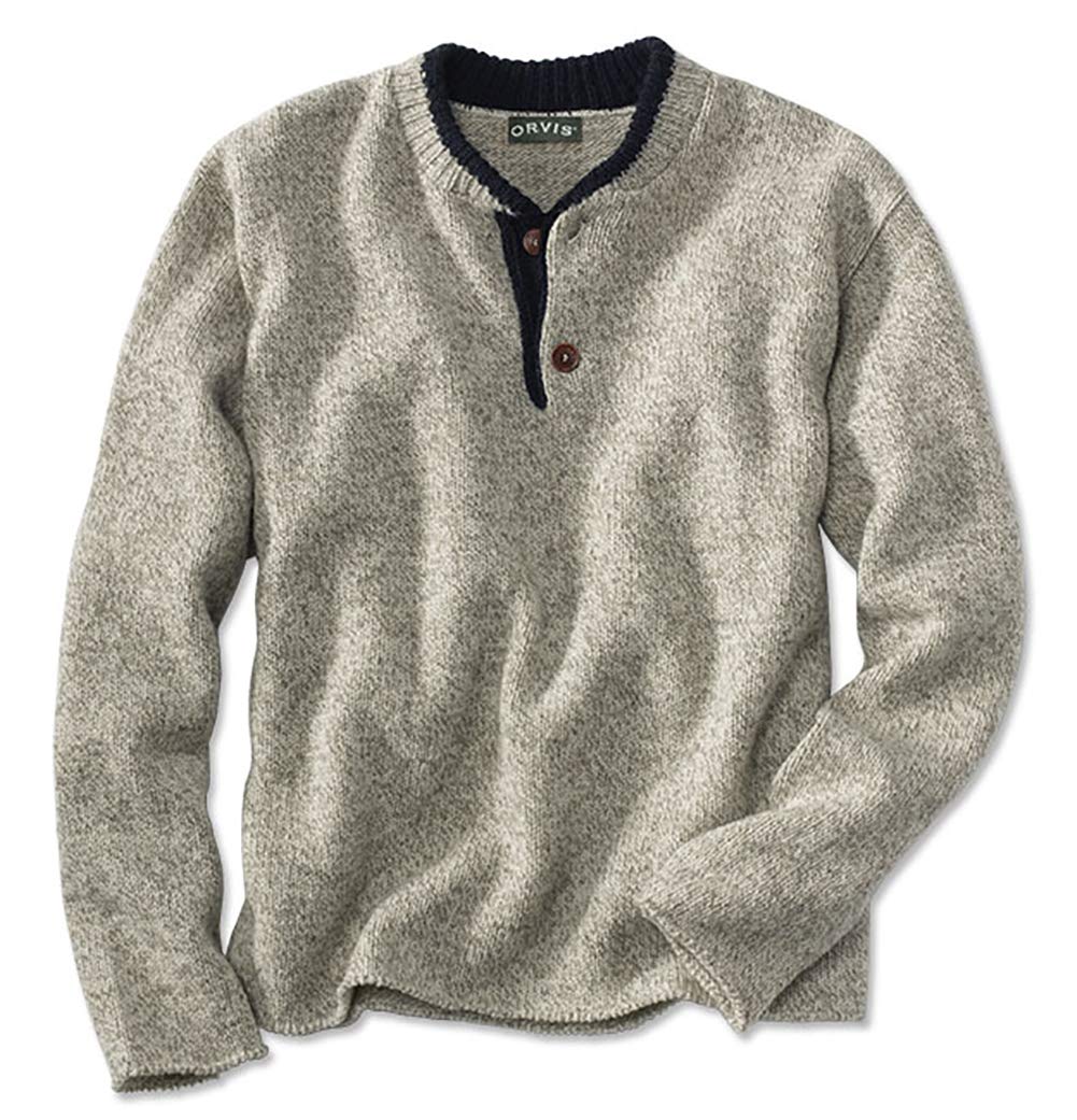 Men's Two-Button Wool Pullover Sweater