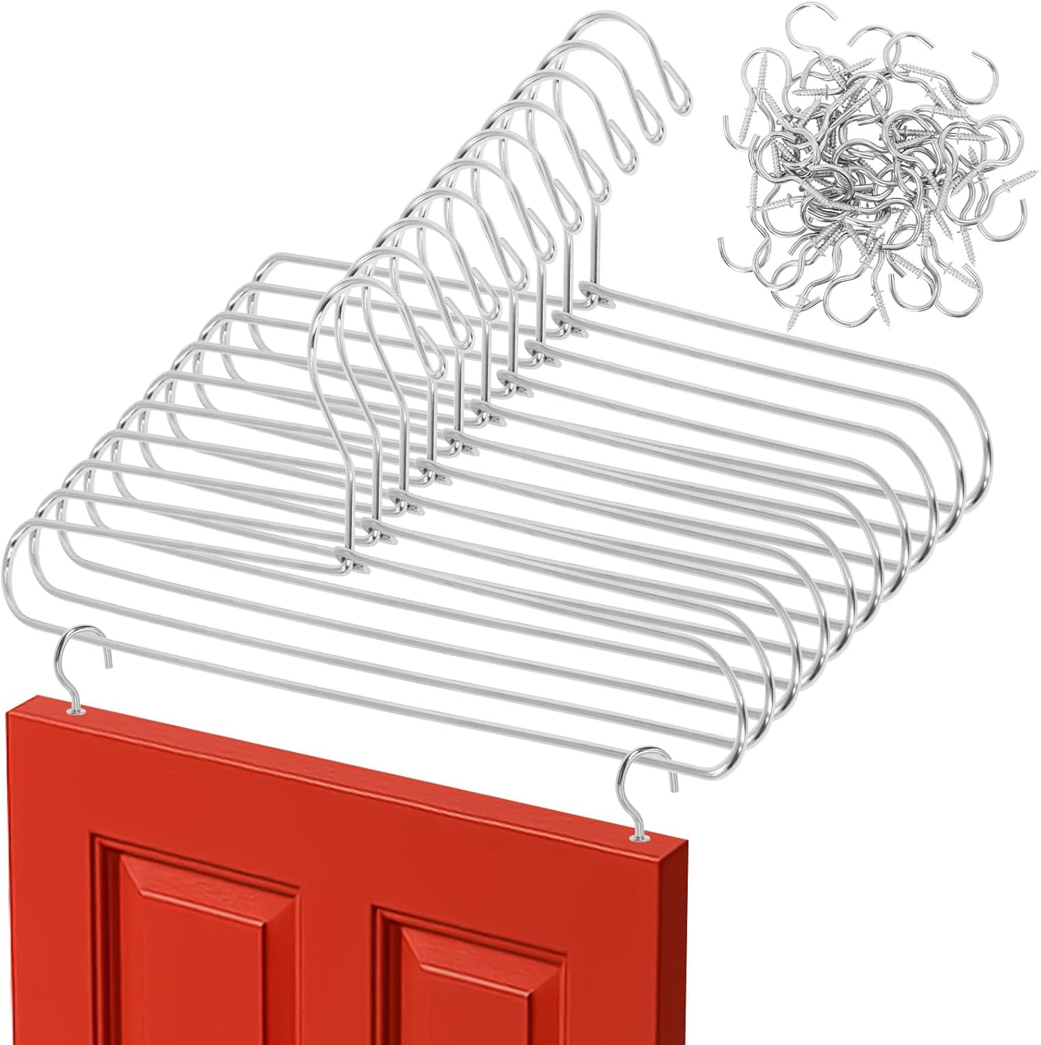 10-Pack Cabinet Door Painting Hanger, Heavy-Duty Hangers with 50 Screw-in Cup Hooks for Painting, Space-Saving Tool for Cabinet Doors, Drawer Fronts & Furniture Refinishing