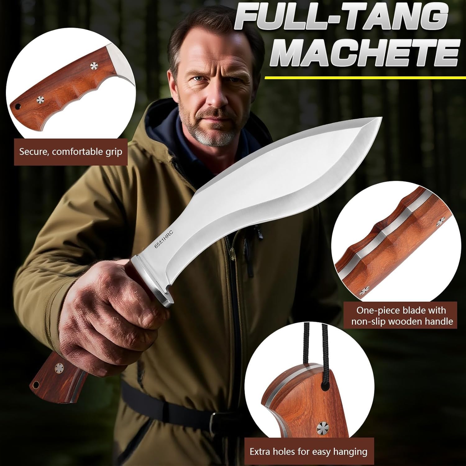 Survival Messer Feststehende Klinge Scharfes Gürtelmesser mit Lederscheide, Camping Messer Outdoor Geschenk für Mann und Sammlung