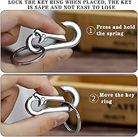 Vista 4 de Llavero con clip para llaves Mosquetón de metal Llavero Clip Clips de llaveros Organizador de llavero, llavero anillo