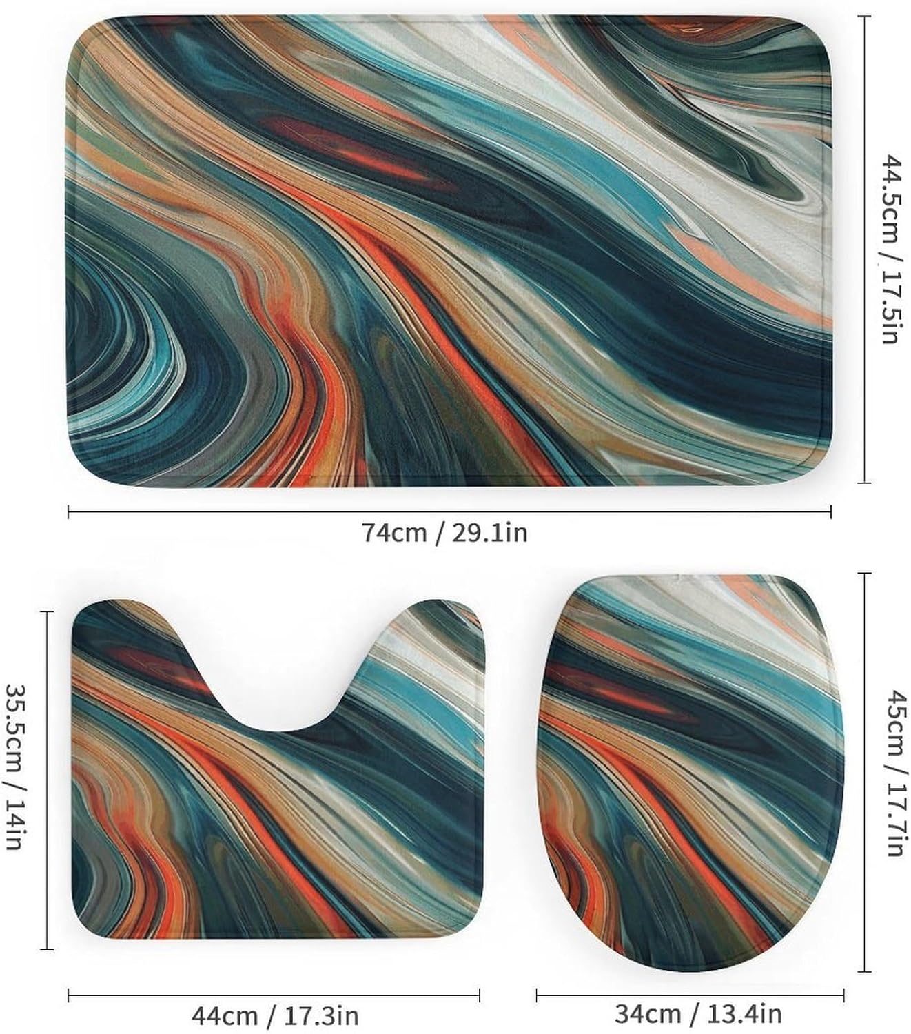 Four Piece Bathroom Set with Toilet Lid Cover and Non-Slip Rugs Minimalist Shower Curtain for Bathroom Set