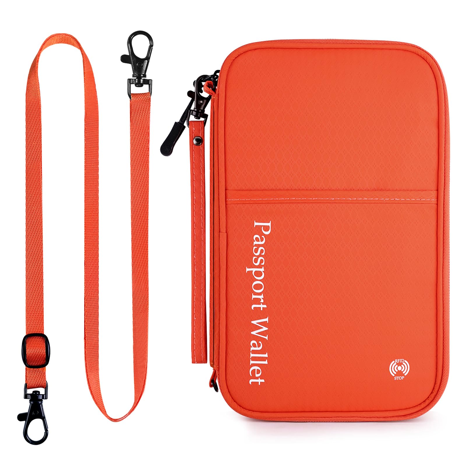 Portefeuilles Passeport de Voyage, Famille Porte-Passeport Organisateur Documents de Voyage pour 8 Passeports, Protège Passeport avec RFID pour Homme Femme, Orange