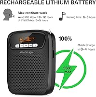 Vista 4 de Amplificador de voz portátil, auriculares inalámbricos y con cable, micrófono con altavoz, mini micrófono personal ligero para profesores