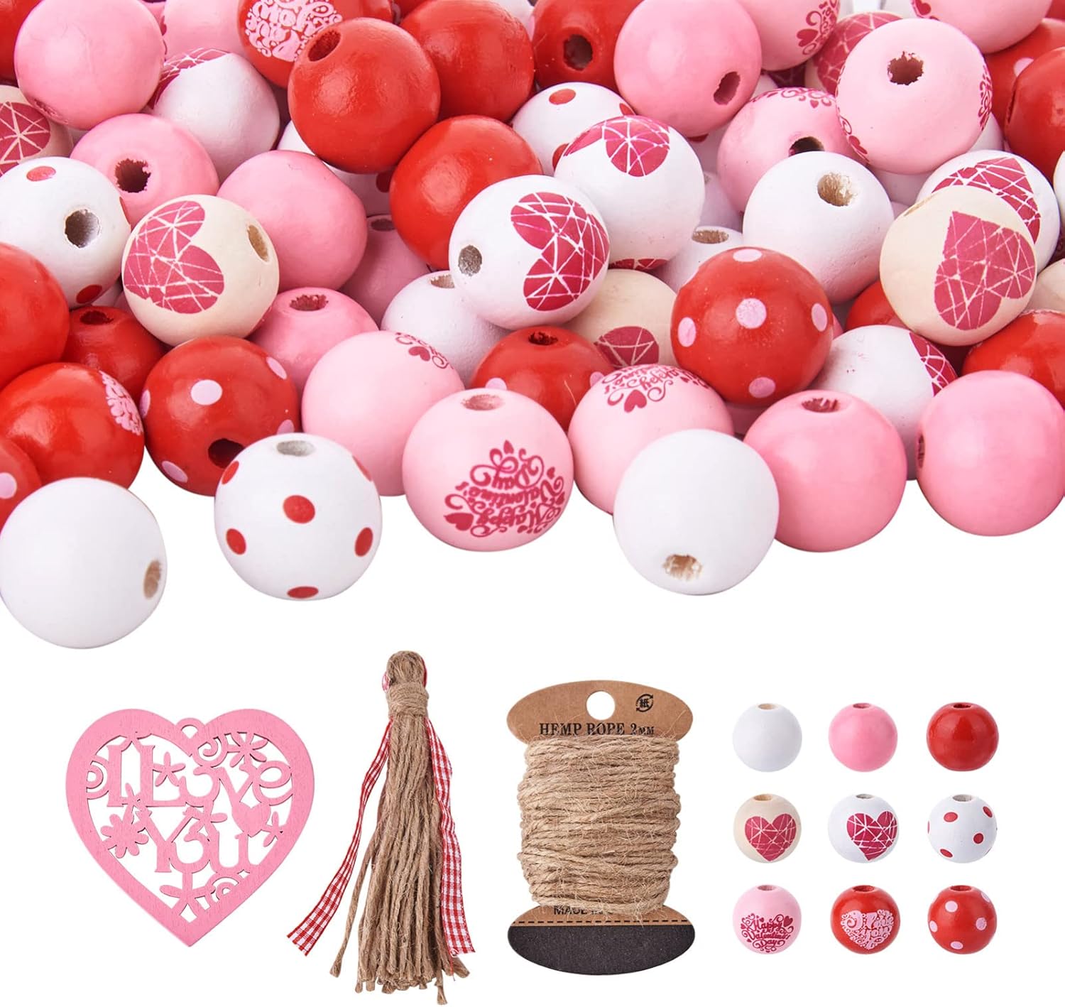 Craftdady 120pcs Natural Wood Beads 19-20mm Plaid Wooden Loose Beads Unfinished Round Beads with Jute Twine Polyester Ribbon Tassel for DIY Jewelry Crafts Home Decorations, Hole: 4mm