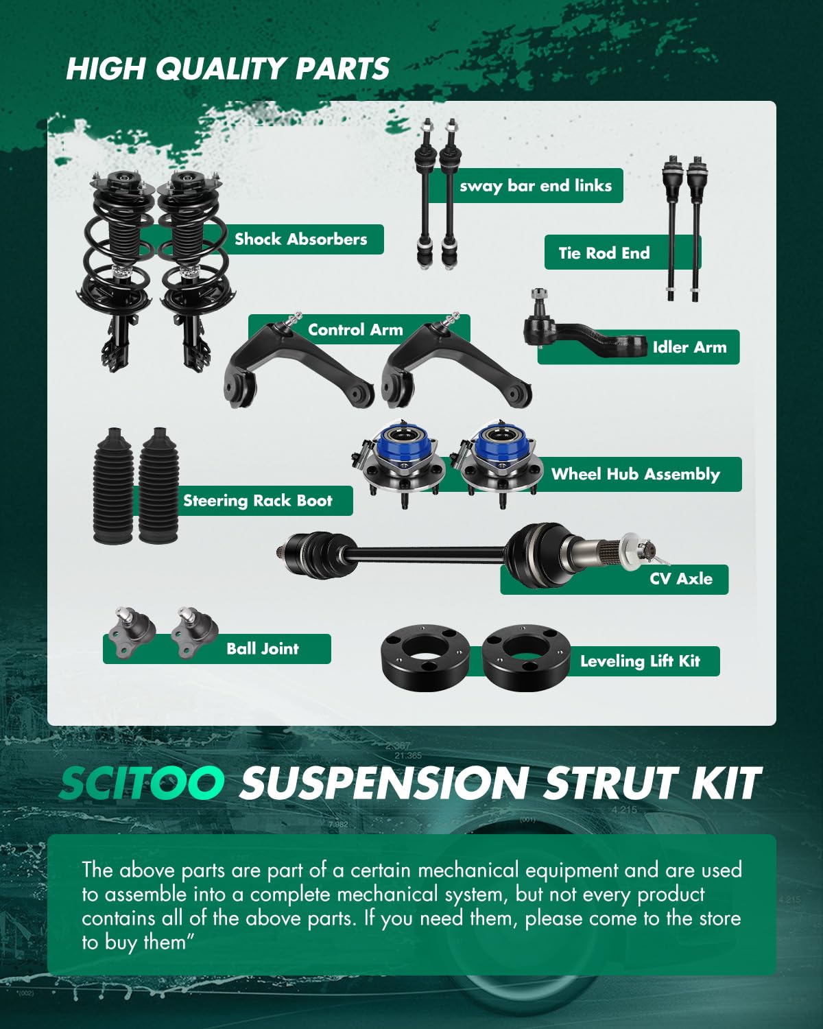 ysiセット SCITOO Suspension Strut Shock for 2008-2011 for Toyota Highlander