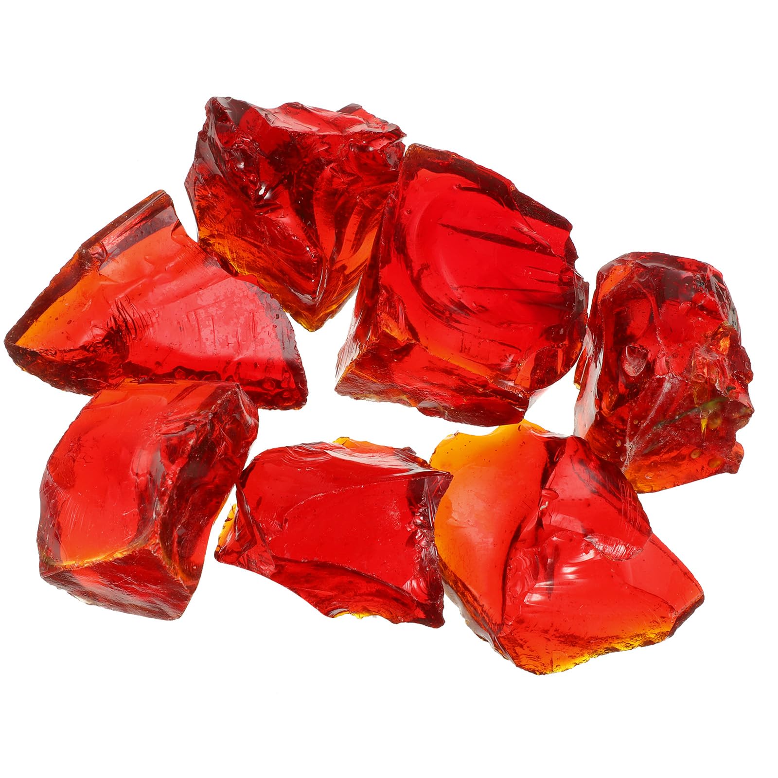 sourcing map Fire Glass for Fire Pit, 3-5cm(1/9"-1/5") High Luster Reflective Glass Rocks for Natural or Propane Fireplace, Safe for Outdoors and Indoors Fire pit Glass, Red, 400g/14oz