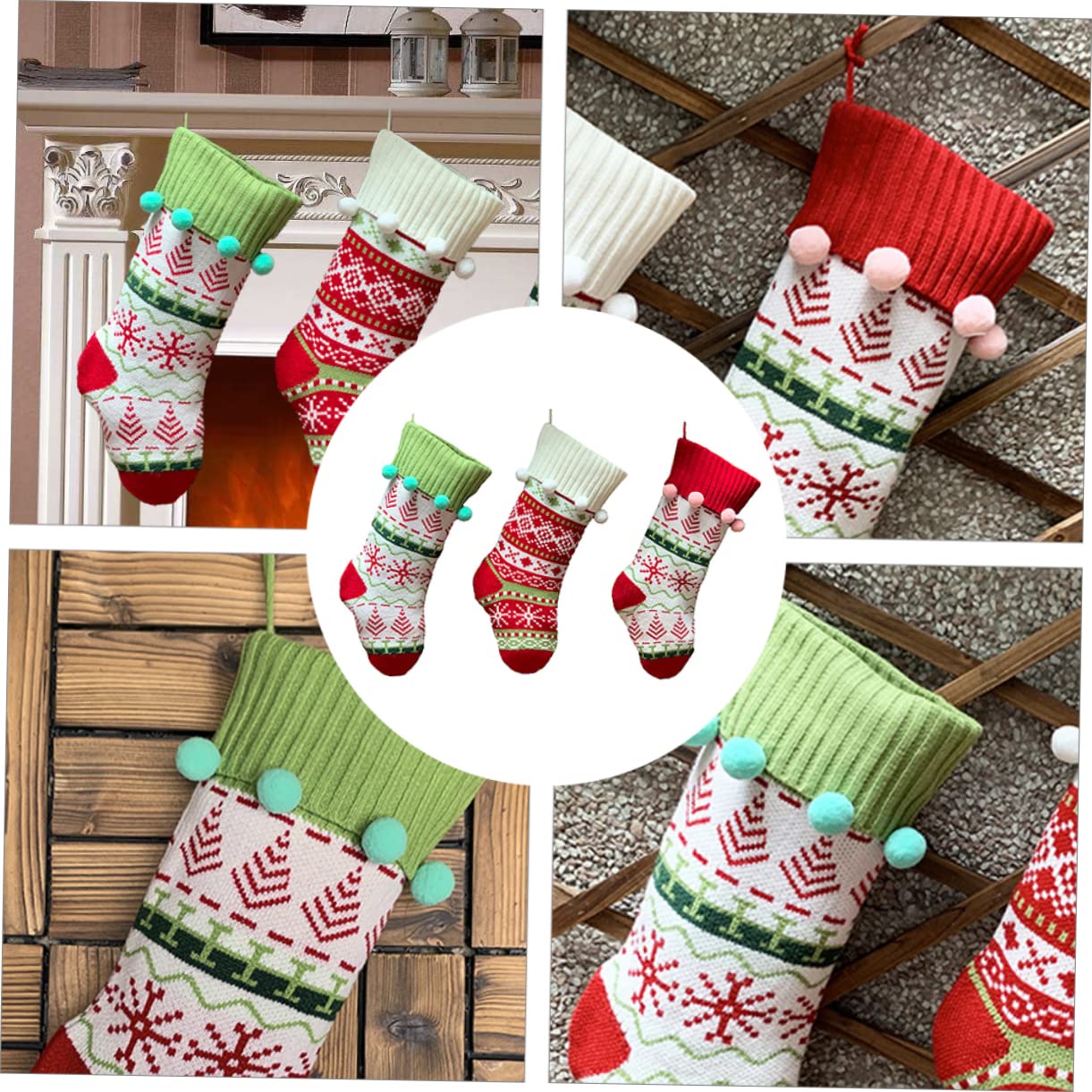 3stücke Weihnachtssocken Als Süßigkeiten-hängetasche Für Geschenke Und Weihnachtsbaum-weihnachtsdeko Weihnachtsgeschenkssocken Für Kamin-tür-Wand-weihnachtsschmuck