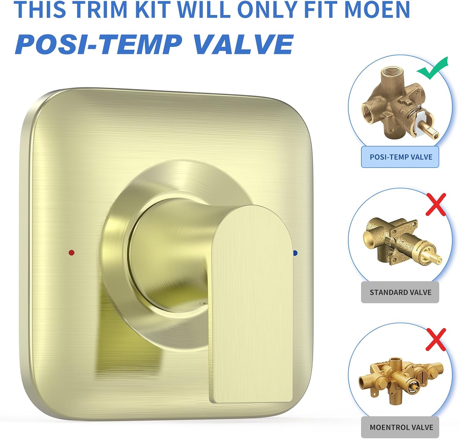 T2472EPBG Genta LX Brushed Gold High-Pressure Balancing Modern Shower Trim, Compatible with Moen 2510 Valve, including 6.5 inch Showerhead, Shower Arm, Shower Lever Handle