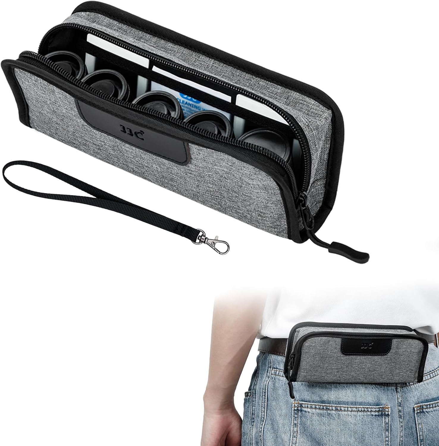 JJC Portable 35mm Film Canister Pouch, Compact Film Carrying Case Storage Bag for 5 Rolls of 35mm 135 film, Compact Film Cassette Holder Container Storage Box with Belt Loop and Strap (NO Film