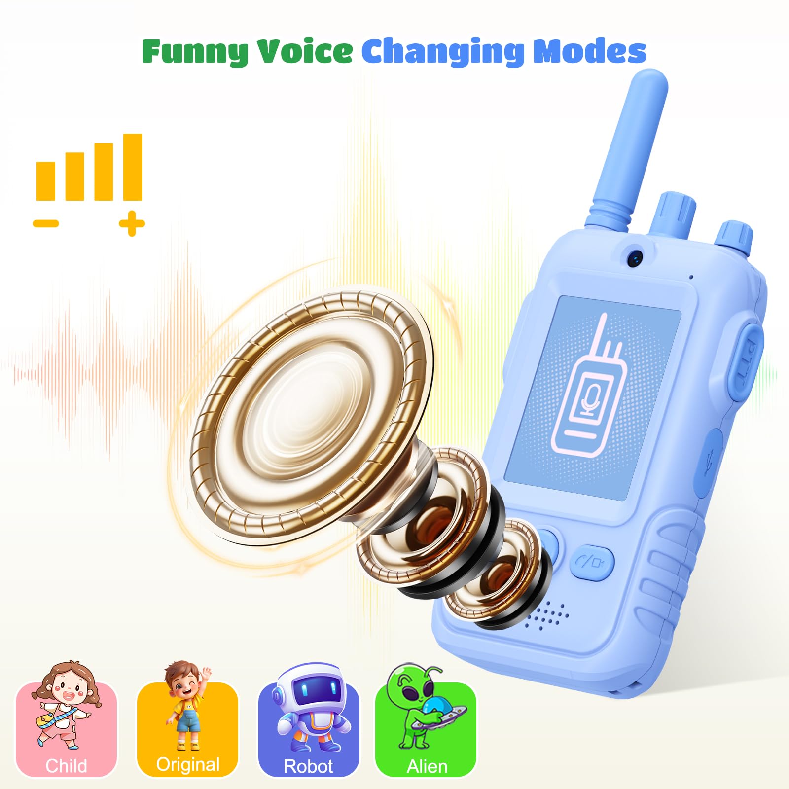 Video Walkie Talkie Kinder, 2er Set Walky Talky Kinder Aufladbar mit Kamera, Funkgerät Kinder mit Gürtelclip & Taschenlampe, Geschenkideen Jungen Geschenk für 3 4 5 6 7 8 Jahre