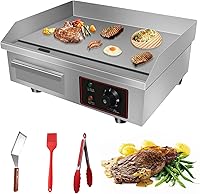 Panghuhu88 22" 3000W Commercial Electric Flat Top Griddle, 110V Stainless Steel Countertop Grill with Thermostatic Control