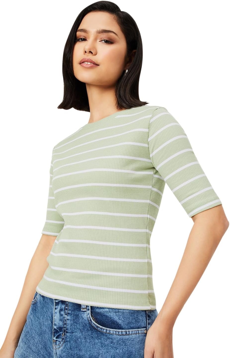 MaxWomen's Striped Regular Fit T-Shirt