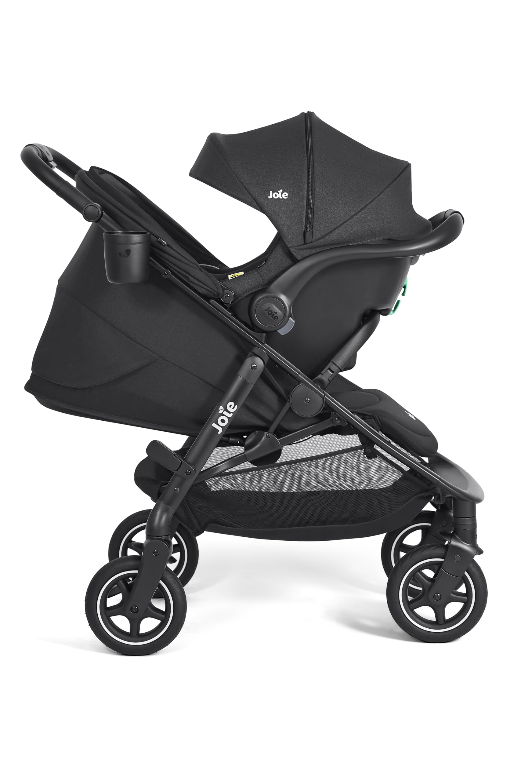 Joie Mydrift Passeggino con Ruote a 360°, Chiusura Compatta con Una Mano, Cintura di Sicurezza a 5 Punti, Cesto Portaoggetti Grande, Dalla Nascita fino a 22 kg, Raven