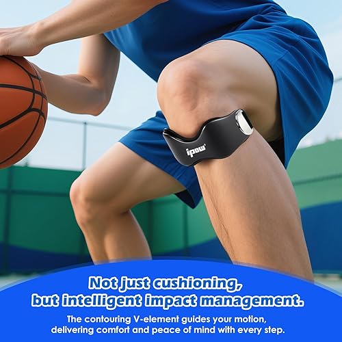 Miniatura 4 de IPOW Correa de soporte de tendón rotuliano de silicona, ajustable, antideslizante, banda de rótula, soporte para la rodilla para senderismo, correr