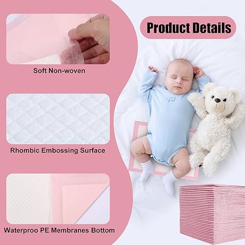 Miniatura 4 de Paquete de 100 cambiadores desechables, almohadillas desechables de 17 x 13 pulgadas, ultra absorbentes, desechables, cambiadores de pañales