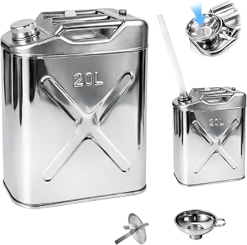 5 gallon 304 Stainless Steel stainless steel water jug, 20L cooking oil storage container,Deep Fryer Oil Storage & Hot Container,Suitable for outdoor camping, kitchen, and food cart equipment