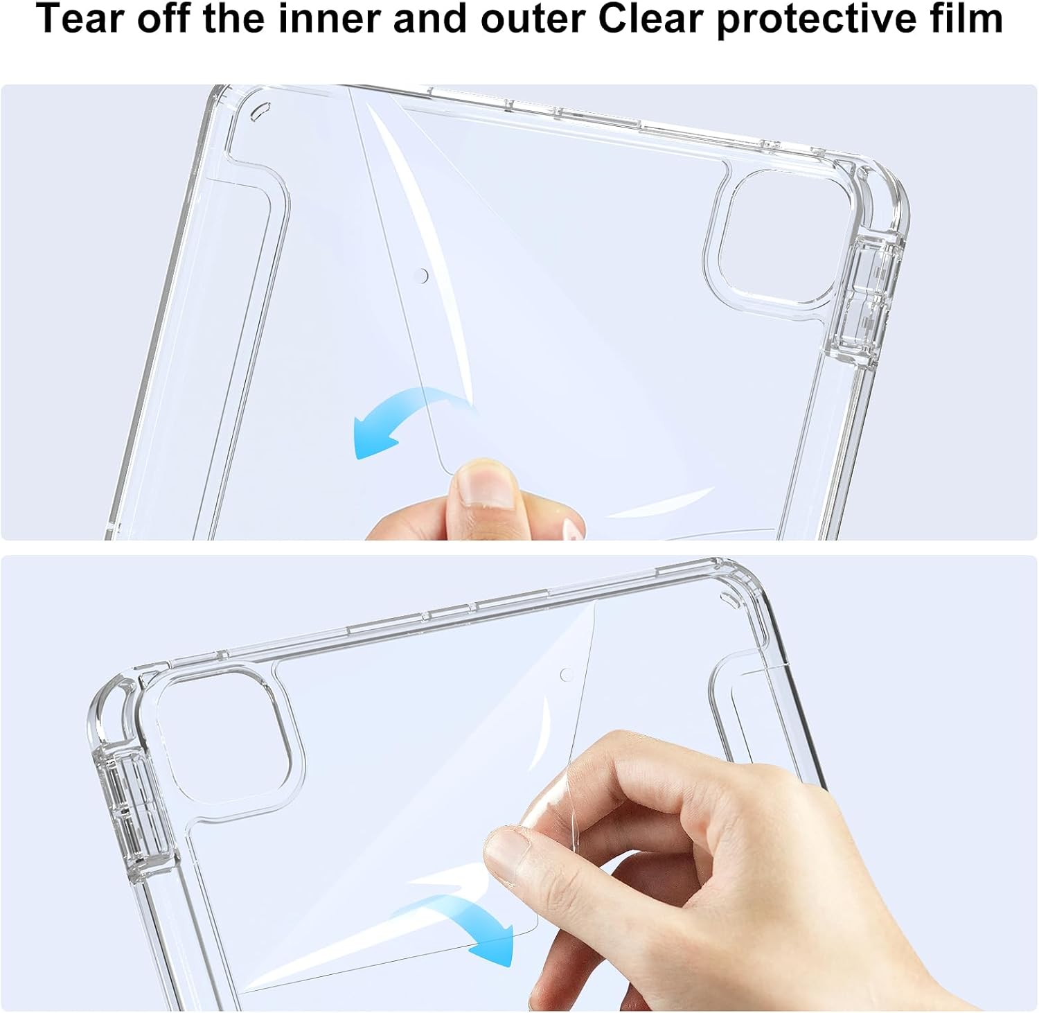 Aoub Crystal Case for iPad Pro 11 inch 4th/3rd Generation 2022/2021, Hard Clear Back with Pencil Holder, Auto Sleep/Wake Support Pencil Wireless Charging, for iPad 11" Pro 2nd 1st 2020 2018 - Gray - Image 5