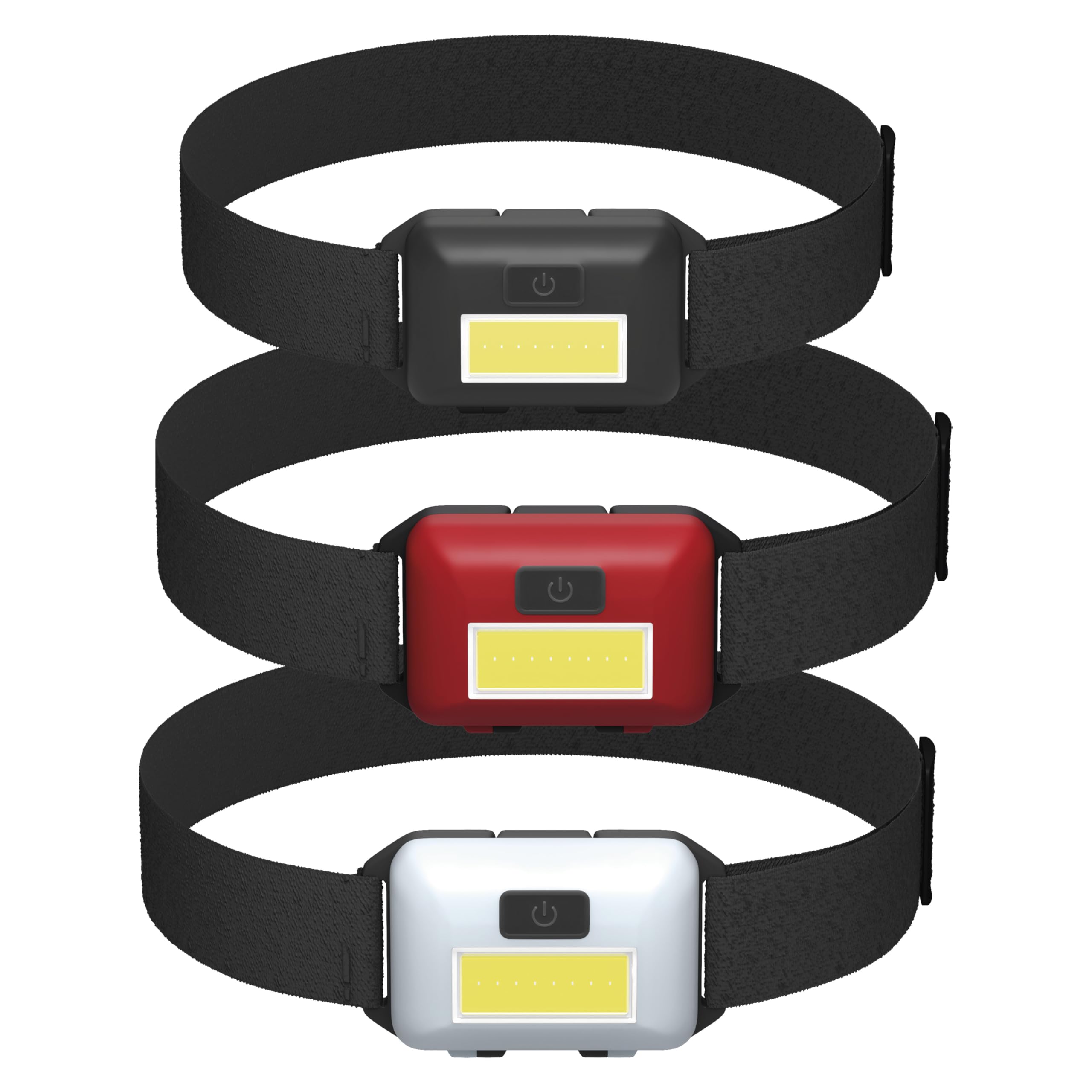 EMOS Mini LED-Stirnlampe 12 Stück Familien-Multipack, ideal für Kinder, 40 St. Leuchtdauer, COB LED Kopflampe mit Helligkeit 110lm, 15m Leuchtweite und 3 Lichtmodi, batteriebetrieben