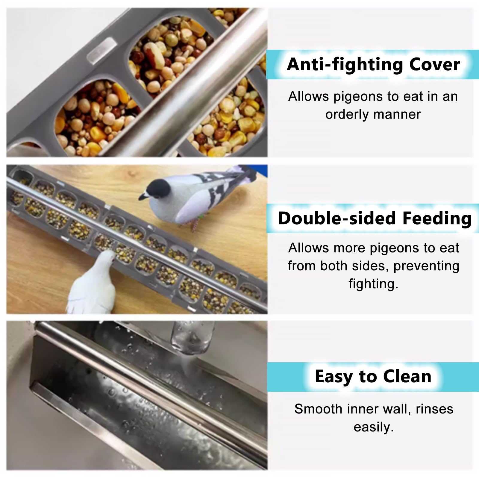 Dispensador de alimentos para aves de corral de acero inoxidable, herramienta de alimentación para pollo, pato, pájaro, ganso