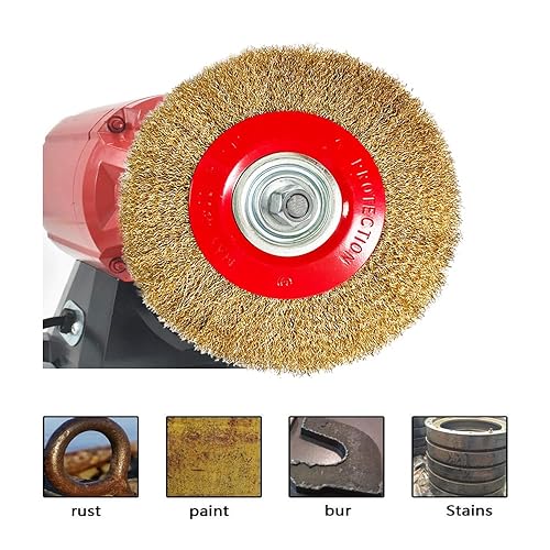 Miniatura 6 de Cepillo de rueda de alambre de banco de 8 pulgadas, alambre de acero prensado grueso de 0.012 pulgadas con 1/2 pulgadas, 5/8 pulgadas, 3/4 pulgadas