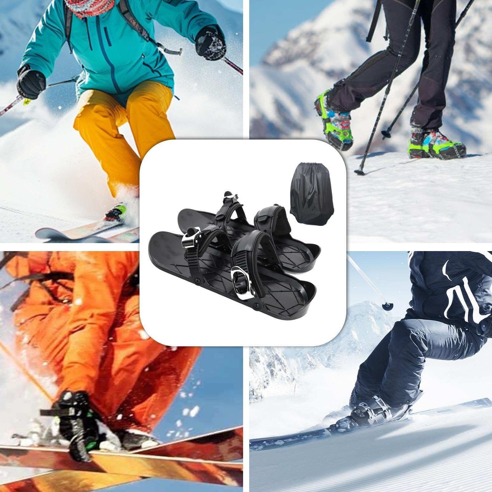 Pattinaggio sulla neve, sci corti | Sci da pattinaggio,Accessorio da sci antiscivolo con borsa per il trasporto, sci corti multifunzionali regolabili per uomo donna escursionismo invernale e