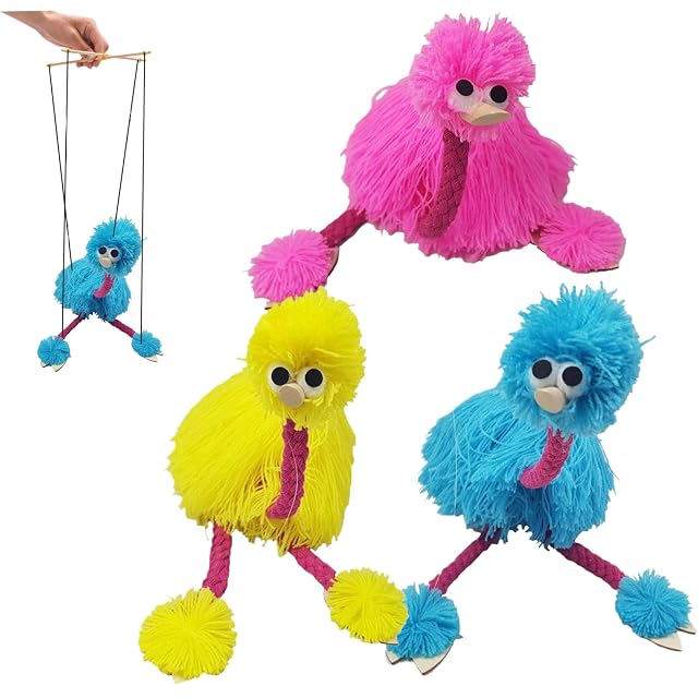Foto 5 de 5 de 3 Piezas de Marionetas de Marionetas de Hilo de Avestruz, marioneta de Cuerda