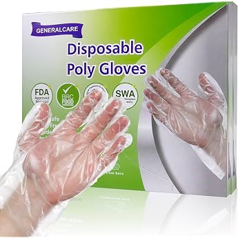 PE Disposable Gloves Transparent Pack of 200 Disposable Diesel Gloves Food-Safe Plastic Gloves for Food Preparation Kitchen Restaurant Hair Dye