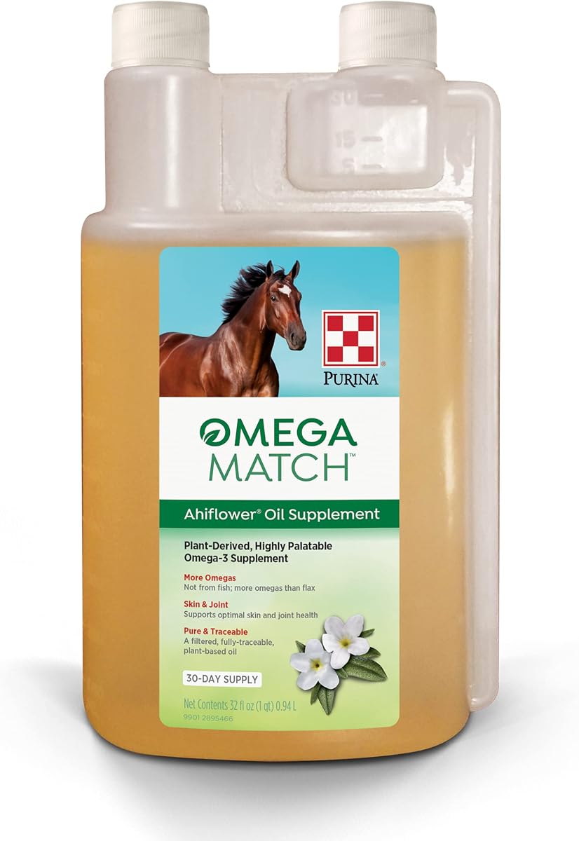 Purina | Omega Match Ahiflower Oil Horse Supplement | 32 Ounce (32 OZ) Bottle