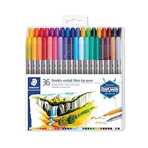 STAEDTLER 3200 Design Journey – Set 36 Pennarelli Da Colorare doppia punta 3, 0 mm e 0, 5 – 0, 8 mm assortiti
