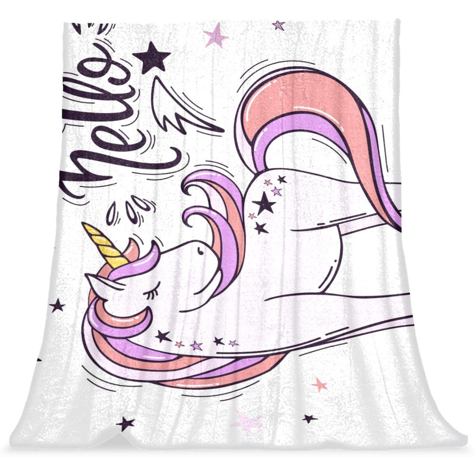 Couvre-lit doux étoiles et licorne pour réconforter les petits