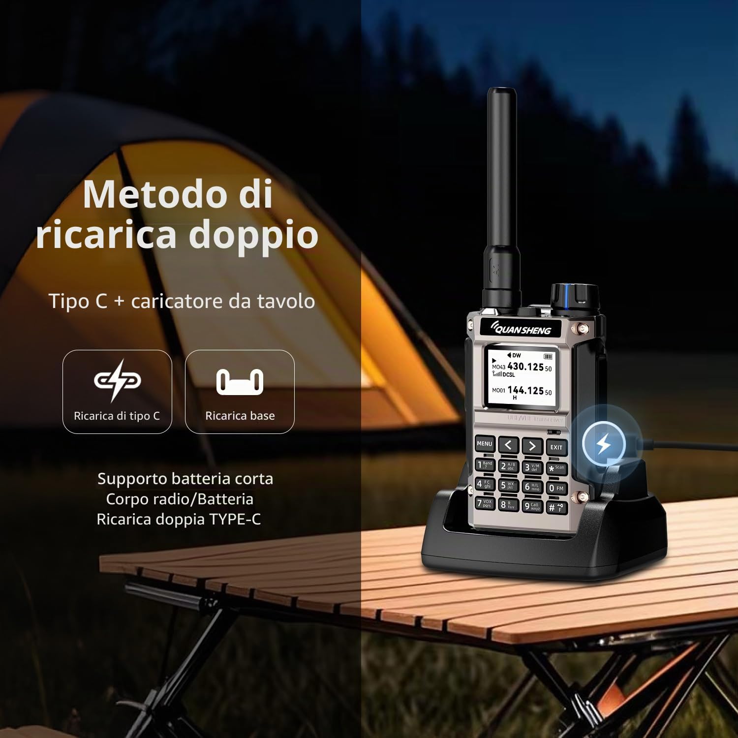 QUANSHENG UV-K1(8) Walkie-Talkie Handheld Ham Radio, Air Band Receive 50-600MHz, Wireless Copy, One Key Frequency Match, Type-C Charging, NOAA Weather, 200 canali, VOX, radio portatile a due vie