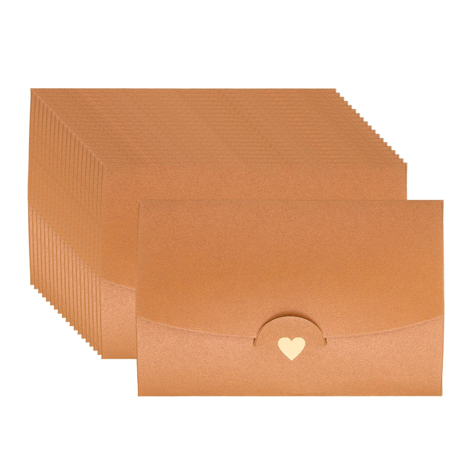 PATIKIL 4 x 3 Inch Mini Card Envelopes, 20Pcs Cute Envelopes Holder with Heart Patterns for Birthday Weddings Favors Business Greeting Cards, Orange