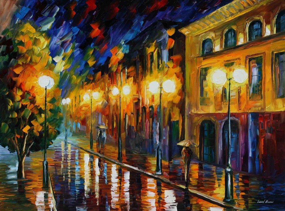 Limited Edition Modern Wall Art Decor Print On Canvas By Leonid Afremov - Fascination Of The Night