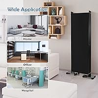 Vista 17 de GOFLAME Divisor de habitación plegable de 6 paneles, pantalla de privacidad enrollable de 6 pies con ruedas bloqueables, pantalla de partición