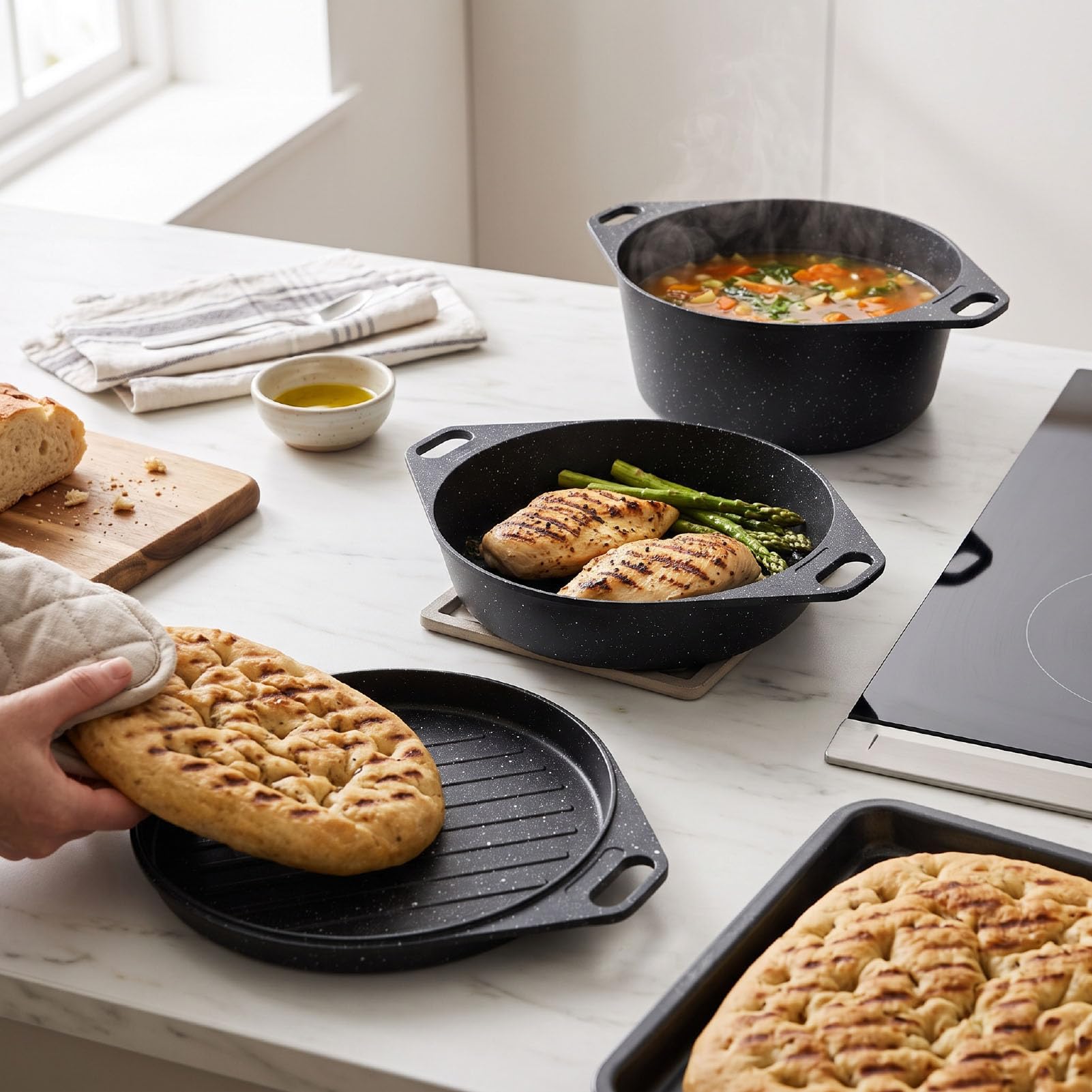 Fdit Juego de Utensilios de Cocina para Camping, Ollas y Sartenes