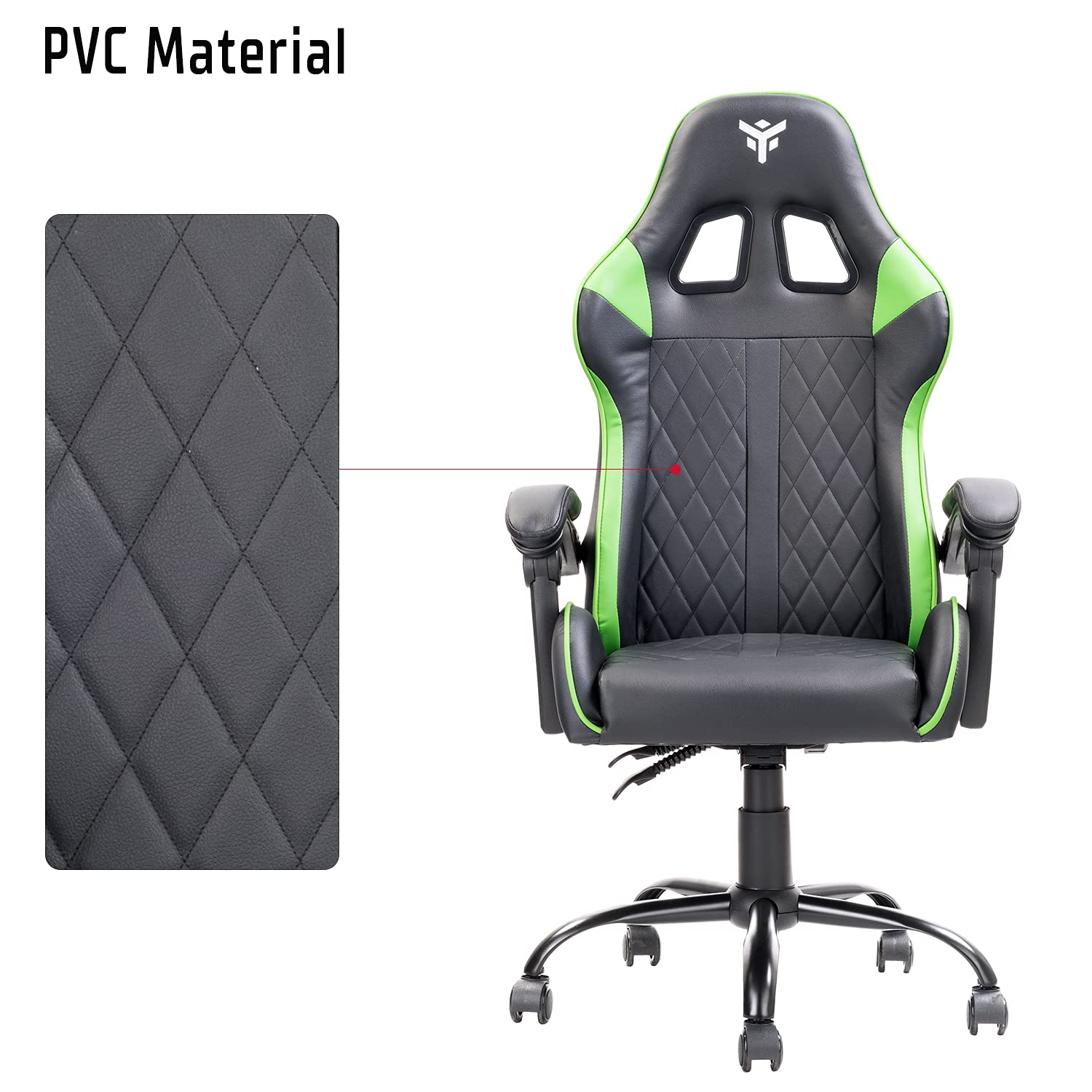 ITEK RHOMBUS PF10 Sedia Gaming ergon. Verde, schienale reclinabile, cuscino poggiatesta, sup. lombare, confort e design, ideale come sedia ufficio, sedia per studio o poltrona per gamer