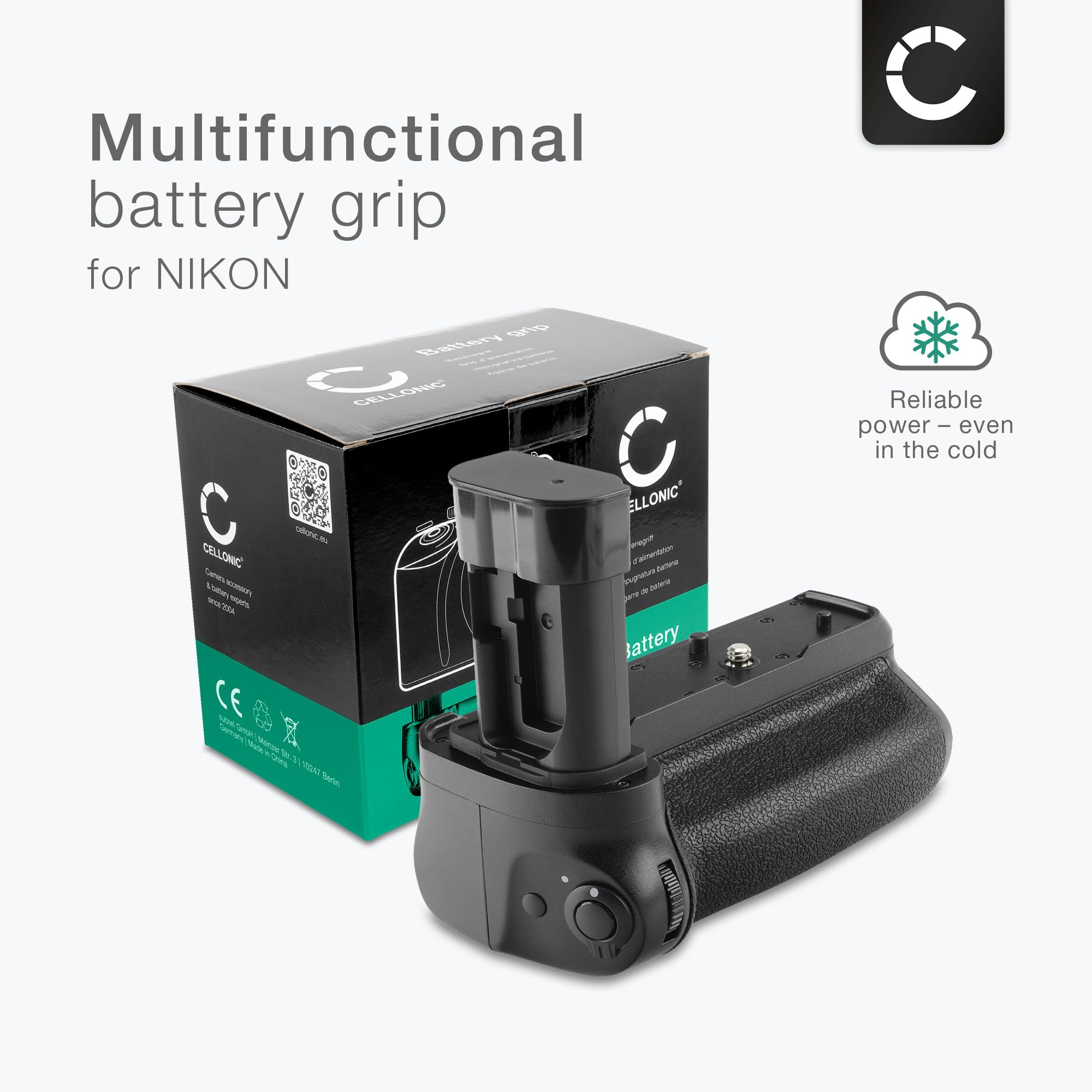 CELLONIC® BG-E10 uchwyt baterii kompatybilny z Nikon Z6 II, Z7 II - pionowy uchwyt aparatu do baterii EN-EL15 - wielofunkcyjny uchwyt portretowy zapasowy uchwyt baterii