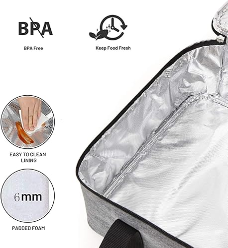 Miniatura 2 de Cazuela aislada para hornear lasaña de 9 x 13 pulgadas para transporte de alimentos calientes o fríos, bolsa portátil reutilizable para calentar el