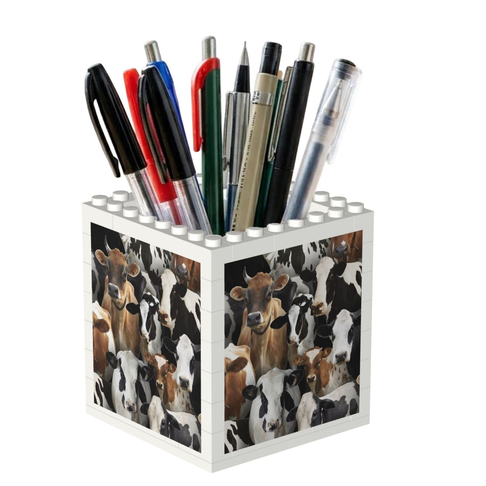 Poadnly Farm Animals Dairy Cows Cow, Pen Pot Pencil Holder for Office Home School, Compact Desk Organiser for Office Stationery