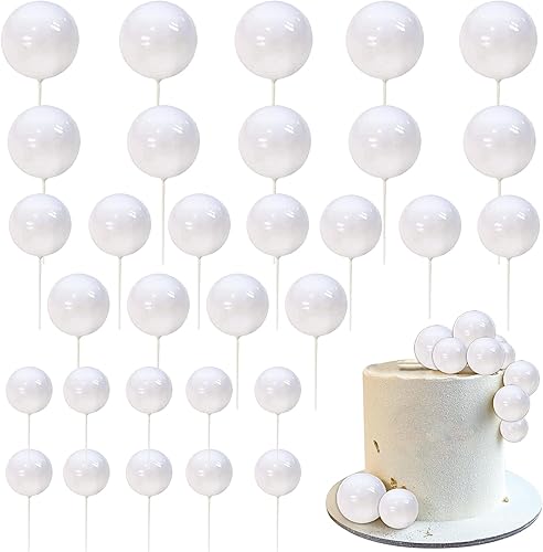 Vista 31 de Rsstarxi 30 bolas de espuma para decoración de tartas, mini globos, para cupcakes, bolas de burbujas, decoración de bricolaje para baby shower, negro