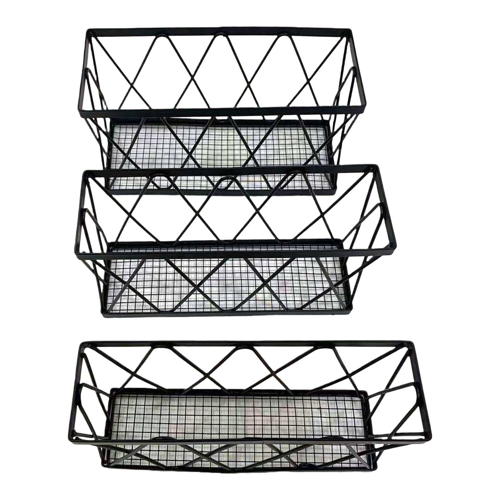 Hsioluted Of 3 Wall Mounted Storage Organizers Multipurpose Adhesive Organizers Basket for Cabinets and Fridges Space Saving Cabinet Holder