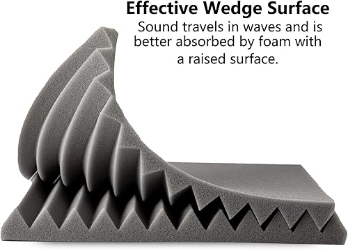 Miniatura 3 de Paneles de espuma acústica a prueba de sonido espuma absorbente insonorizada 12 piezas con adhesivo adhesivo de doble cara - Paneles de pared de