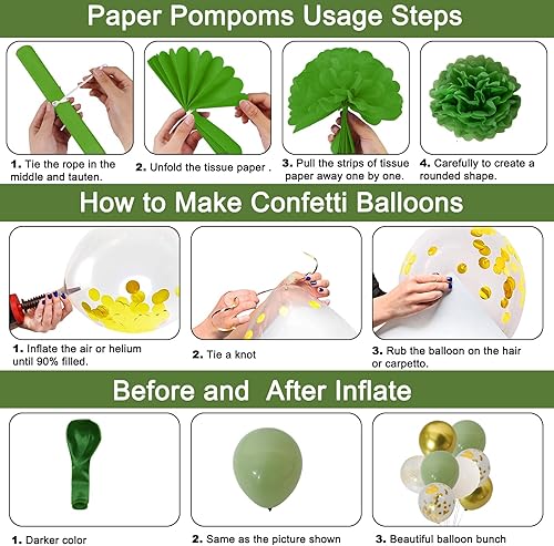 Miniatura 7 de Decoraciones de cumpleaños verde salvia para mujeres y niñas, decoraciones de fiesta de feliz cumpleaños verde oliva, pancarta verde de feliz