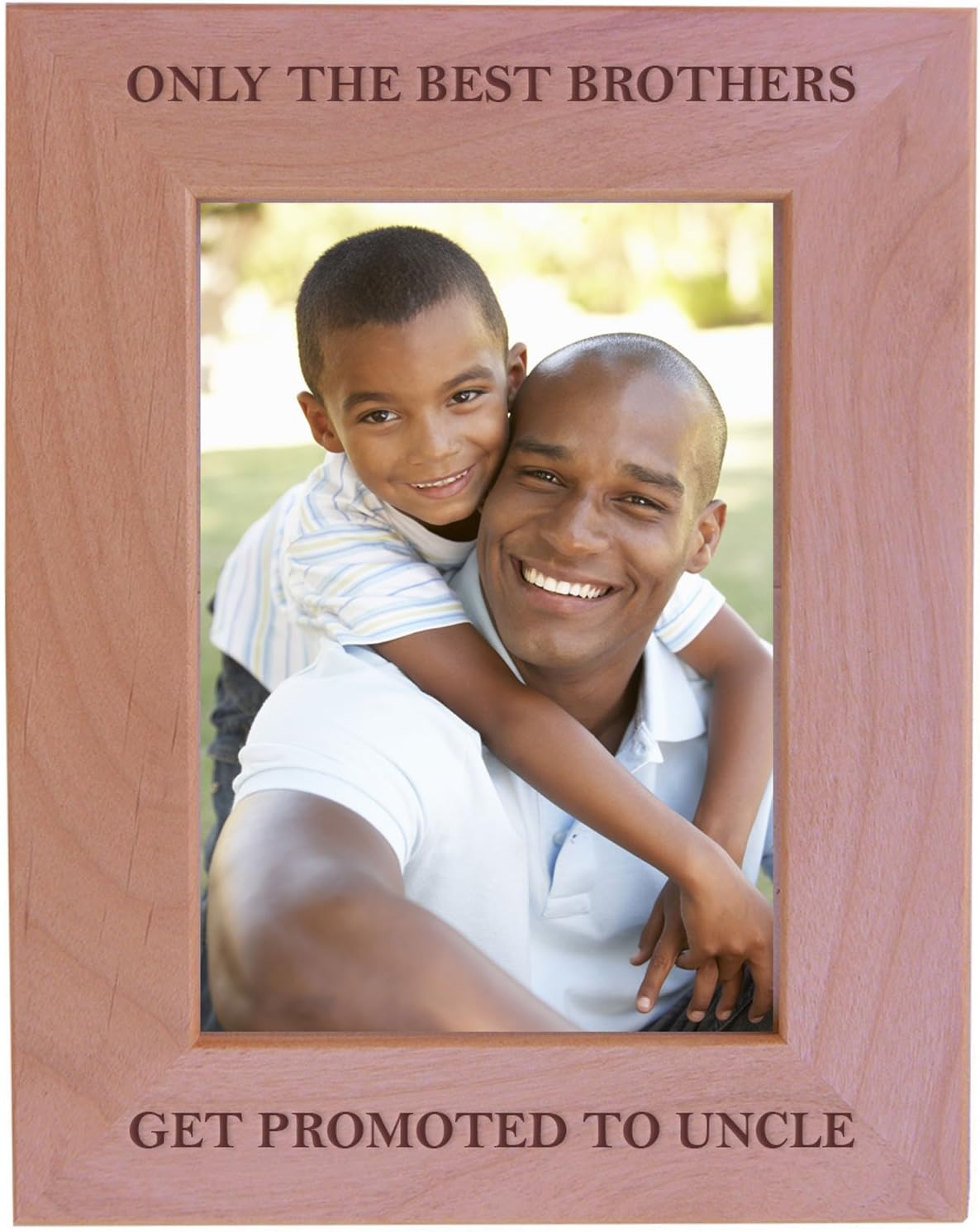 CustomGiftsNow Only The Best Brothers Get Promoted To Uncle - Wood Picture Frame - Fits 5x7 Inch Picture (Vertical)