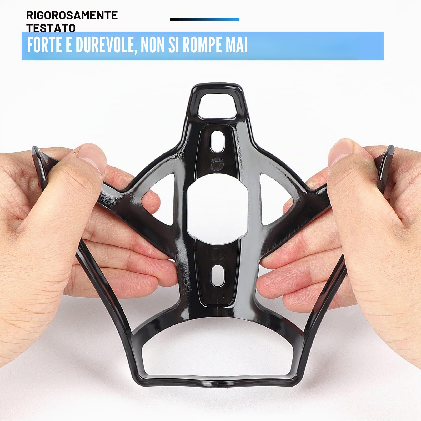 Portabottiglie da bicicletta, versione migliorata, infrangibile, leggero, per mountain bike, bici da corsa, mountain bike (Nero)