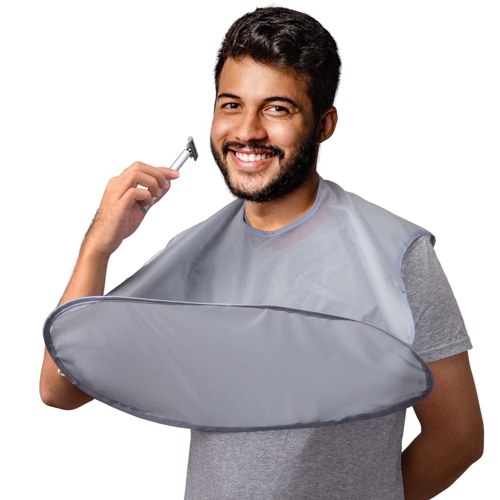 Beard Bib Beard Catcher Man Bathroom Beard Apron Hair Cutting Cloth Beard Trimming Household Cleaning Tool - Best Gifts for Men (Grey)